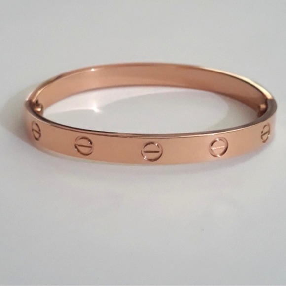 Clip On Love Screw Bangle Bracelet in Rose Gold - Picture 1 of 4